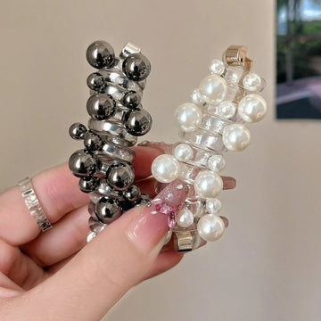 DAIIIBABYYY  -  New Long Telephone Hair Rings Creative High Elastic Headwear Elegant Pearl Low Ponytail Holder Fashion Hair Bands for Women